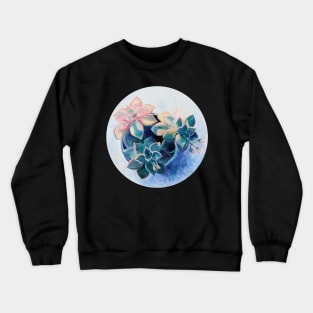 Pastel Succulents - an oil painting on canvas Crewneck Sweatshirt